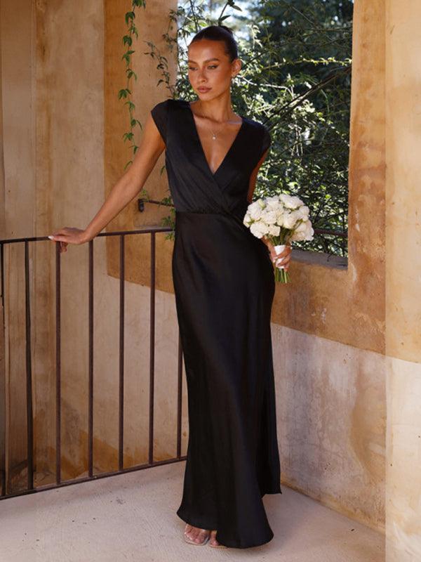 Robe Maxi Décolleté en V pour Femmes