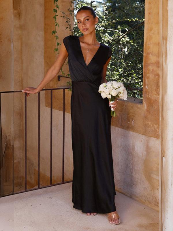 Robe Maxi Décolleté en V pour Femmes