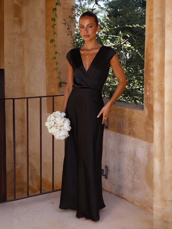 Robe Maxi Décolleté en V pour Femmes