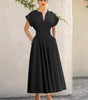 Robe Maxi Décolleté en V et Jupe Plissée pour Femmes