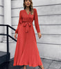Robe Maxi Décolleté en V et Jupe Plissée pour Femmes