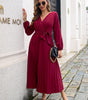 Robe Maxi Décolleté en V et Jupe Plissée pour Femmes