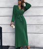 Robe Maxi Décolleté en V et Jupe Plissée pour Femmes