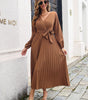 Robe Maxi Décolleté en V et Jupe Plissée pour Femmes