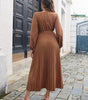 Robe Maxi Décolleté en V et Jupe Plissée pour Femmes