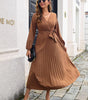 Robe Maxi Décolleté en V et Jupe Plissée pour Femmes