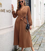 Robe Maxi Décolleté en V et Jupe Plissée pour Femmes
