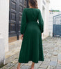 Robe Maxi Décolleté en V et Jupe Plissée pour Femmes