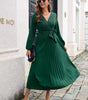 Robe Maxi Décolleté en V et Jupe Plissée pour Femmes