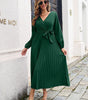 Robe Maxi Décolleté en V et Jupe Plissée pour Femmes