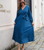 Robe Maxi Décolleté en V et Jupe Plissée pour Femmes