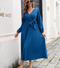 Robe Maxi Décolleté en V et Jupe Plissée pour Femmes