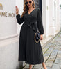 Robe Maxi Décolleté en V et Jupe Plissée pour Femmes