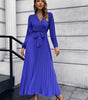 Robe Maxi Décolleté en V et Jupe Plissée pour Femmes