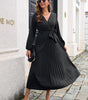 Robe Maxi Décolleté en V et Jupe Plissée pour Femmes