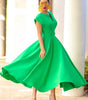 Robe Maxi Décolleté en V et Jupe Plissée pour Femmes