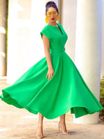 Robe Maxi Décolleté en V et Jupe Plissée pour Femmes