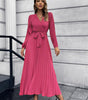 Robe Maxi Décolleté en V et Jupe Plissée pour Femmes