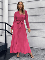 Robe Maxi Décolleté en V et Jupe Plissée pour Femmes