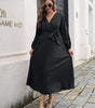 Robe Maxi Décolleté en V et Jupe Plissée pour Femmes