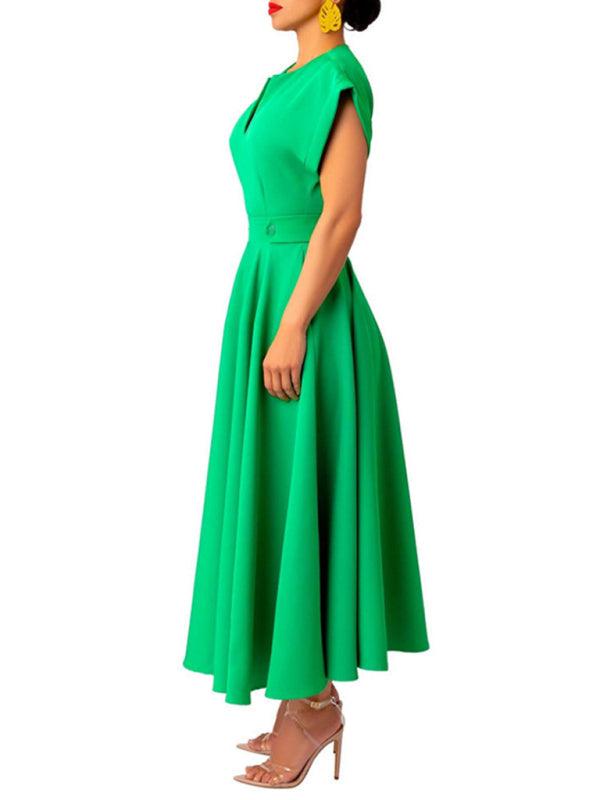 Robe Maxi Décolleté en V et Jupe Plissée pour Femmes