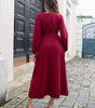 Robe Maxi Décolleté en V et Jupe Plissée pour Femmes