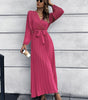 Robe Maxi Décolleté en V et Jupe Plissée pour Femmes