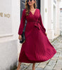 Robe Maxi Décolleté en V et Jupe Plissée pour Femmes