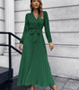 Robe Maxi Décolleté en V et Jupe Plissée pour Femmes