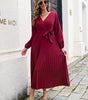 Robe Maxi Décolleté en V et Jupe Plissée pour Femmes