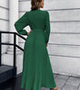 Robe Maxi Décolleté en V et Jupe Plissée pour Femmes