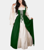 Robe Maxi Manches Évasées avec Fermeture à Lacets pour Femmes