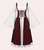 Robe Maxi Manches Évasées avec Fermeture à Lacets pour Femmes
