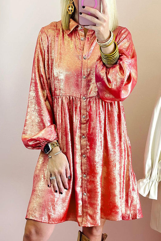 Robe Chemise Mini Métallique pour Femmes