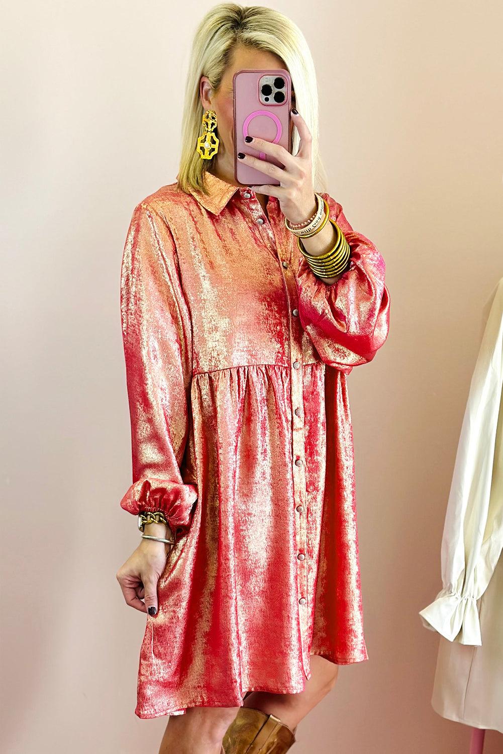 Robe Chemise Mini Métallique pour Femmes