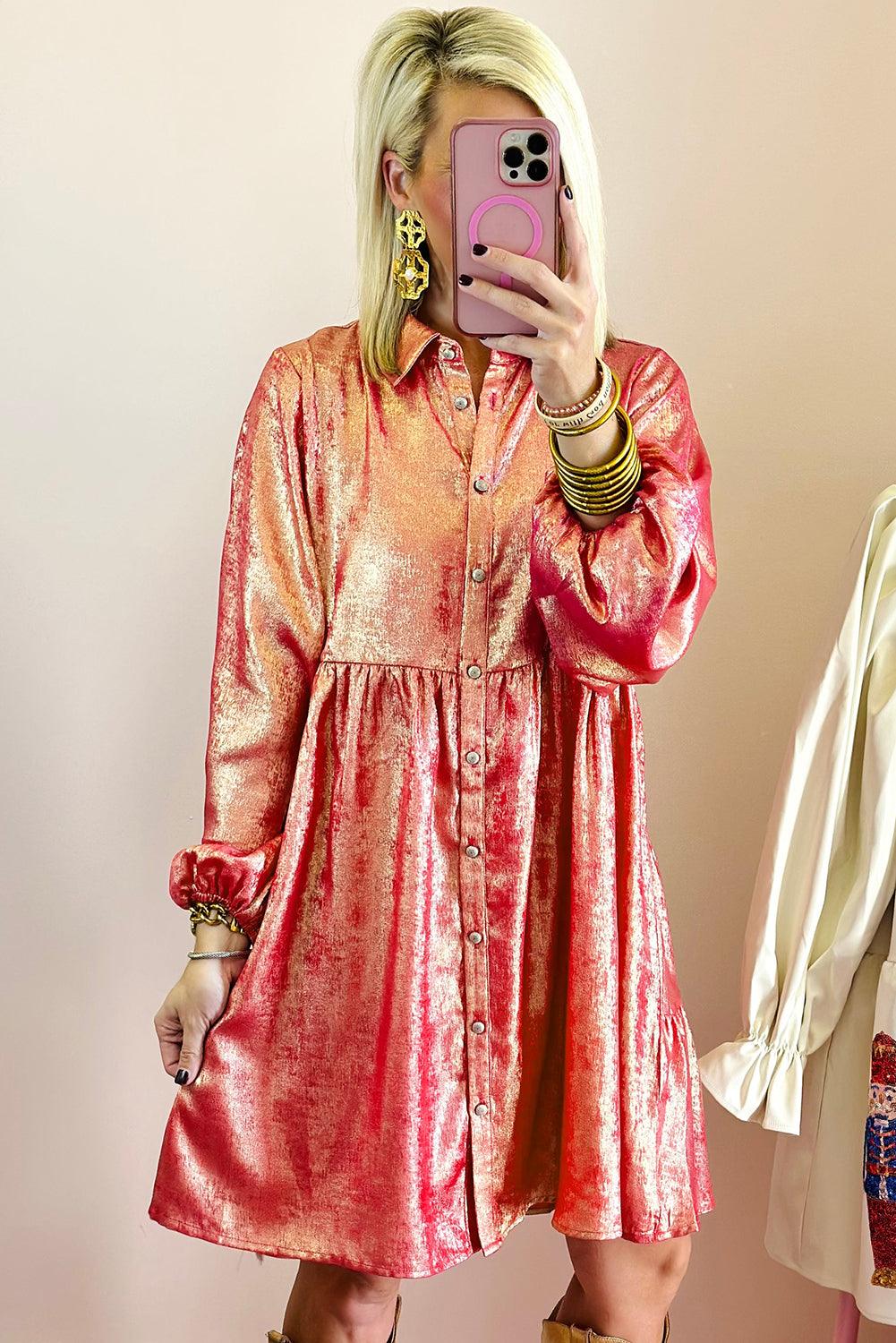Robe Chemise Mini Métallique pour Femmes