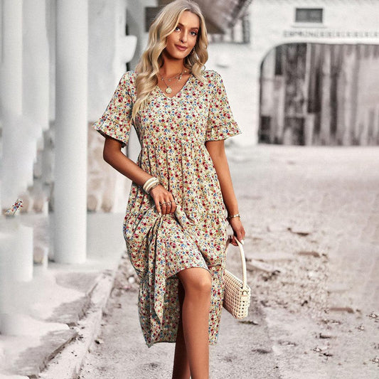 Robe Midi Imprimé Floral pour Femmes
