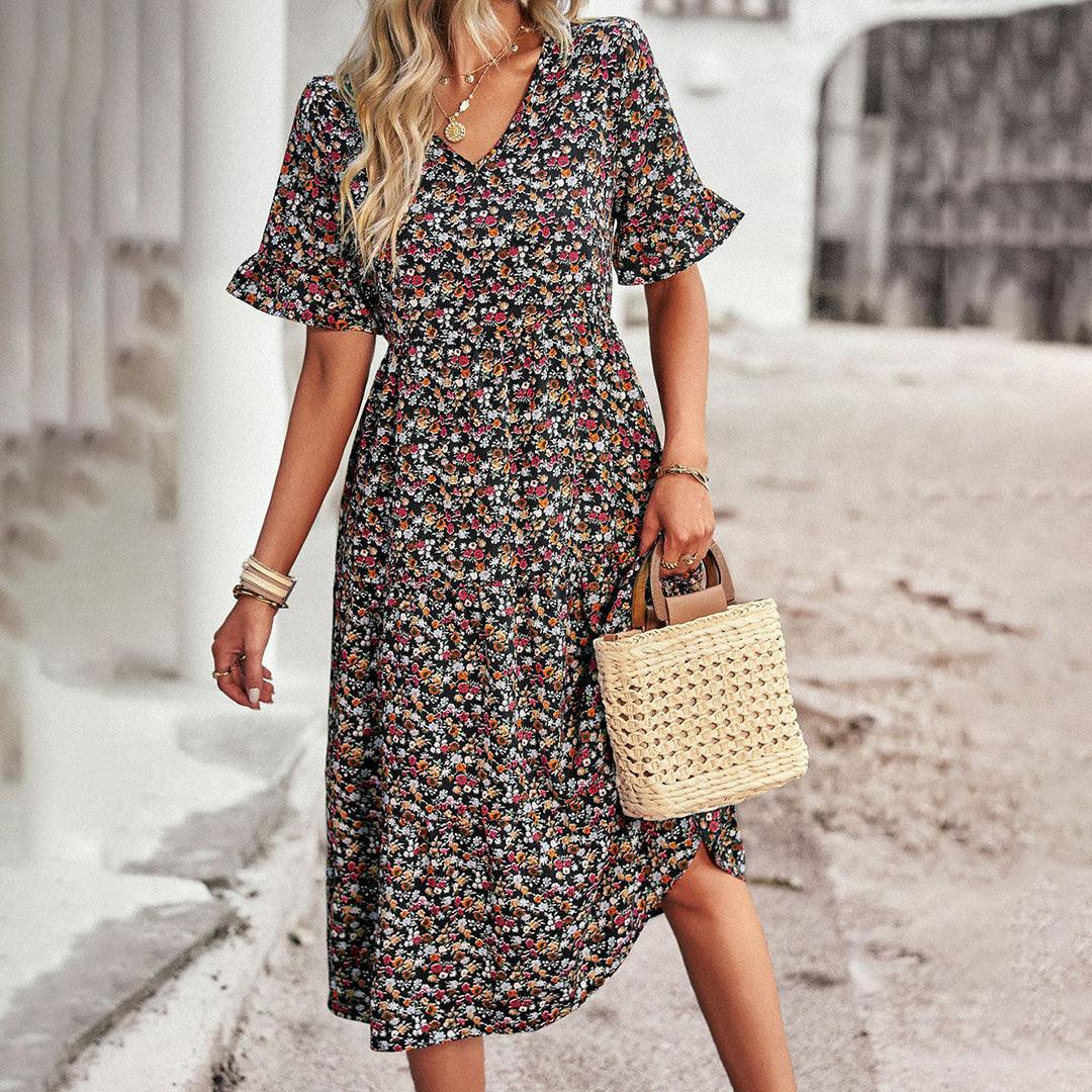 Robe Midi Imprimé Floral pour Femmes