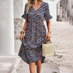 Robe Midi Imprimé Floral pour Femmes