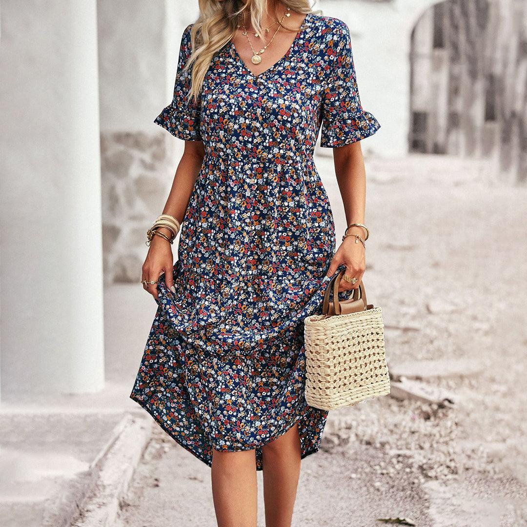 Robe Midi Imprimé Floral pour Femmes