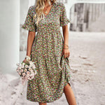 Robe Midi Imprimé Floral pour Femmes