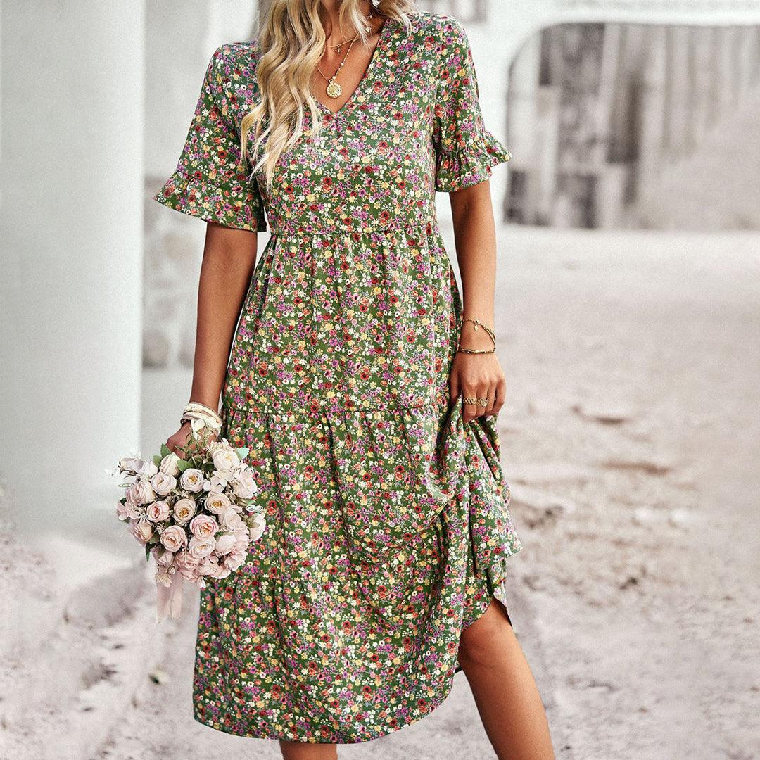 Robe Midi Imprimé Floral pour Femmes