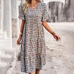 Robe Midi Imprimé Floral pour Femmes