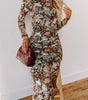 Robe Midi à Imprimé Floral et Col Montant pour Femmes