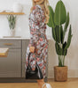 Robe Midi à Imprimé Floral et Col Montant pour Femmes