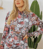 Robe Midi à Imprimé Floral et Col Montant pour Femmes