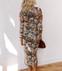 Robe Midi à Imprimé Floral et Col Montant pour Femmes