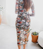 Robe Midi à Imprimé Floral et Col Montant pour Femmes