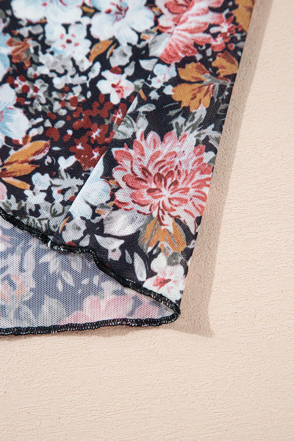 Robe Midi à Imprimé Floral et Col Montant pour Femmes