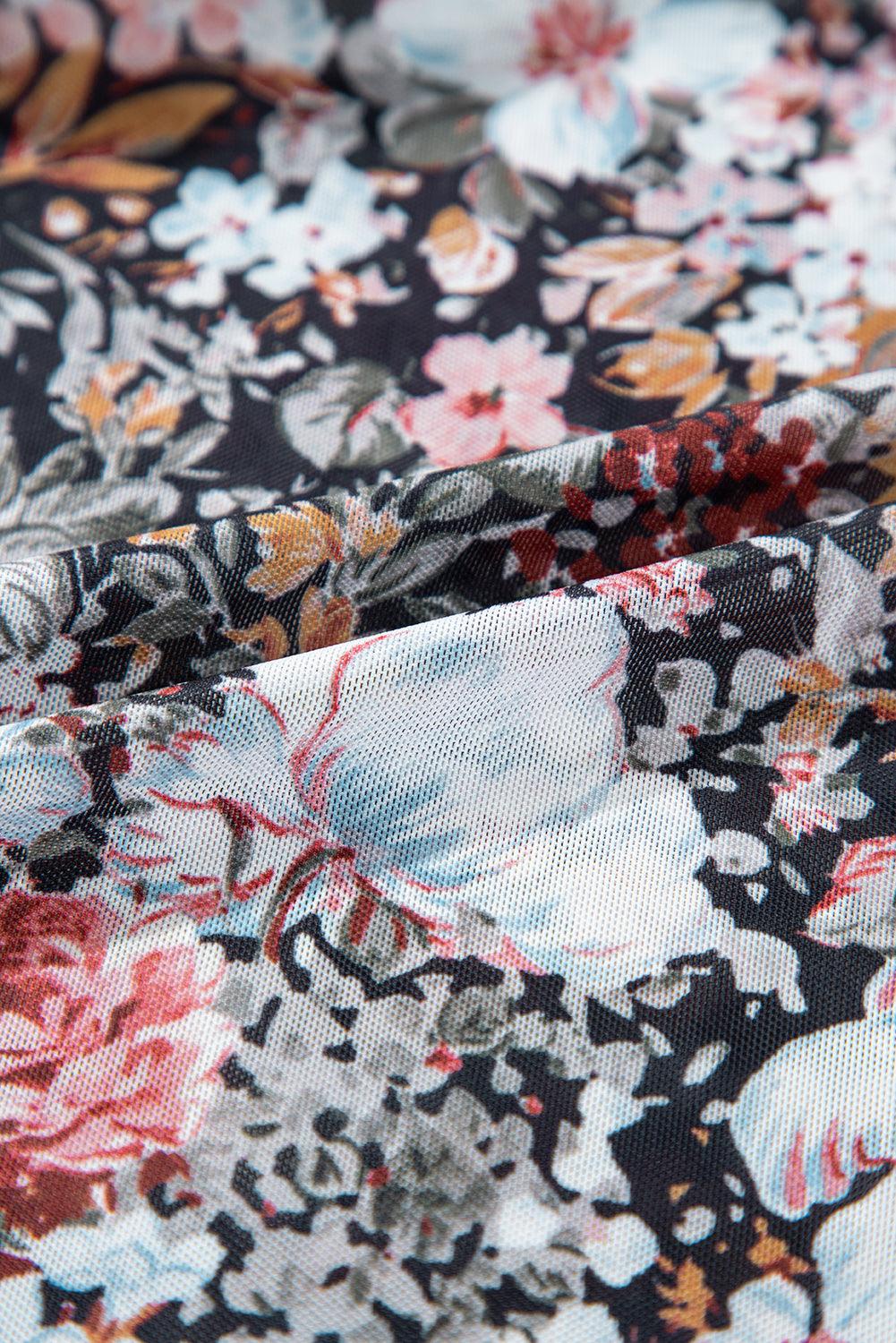 Robe Midi à Imprimé Floral et Col Montant pour Femmes